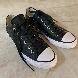 Converse black studded leather sneakers Size 8